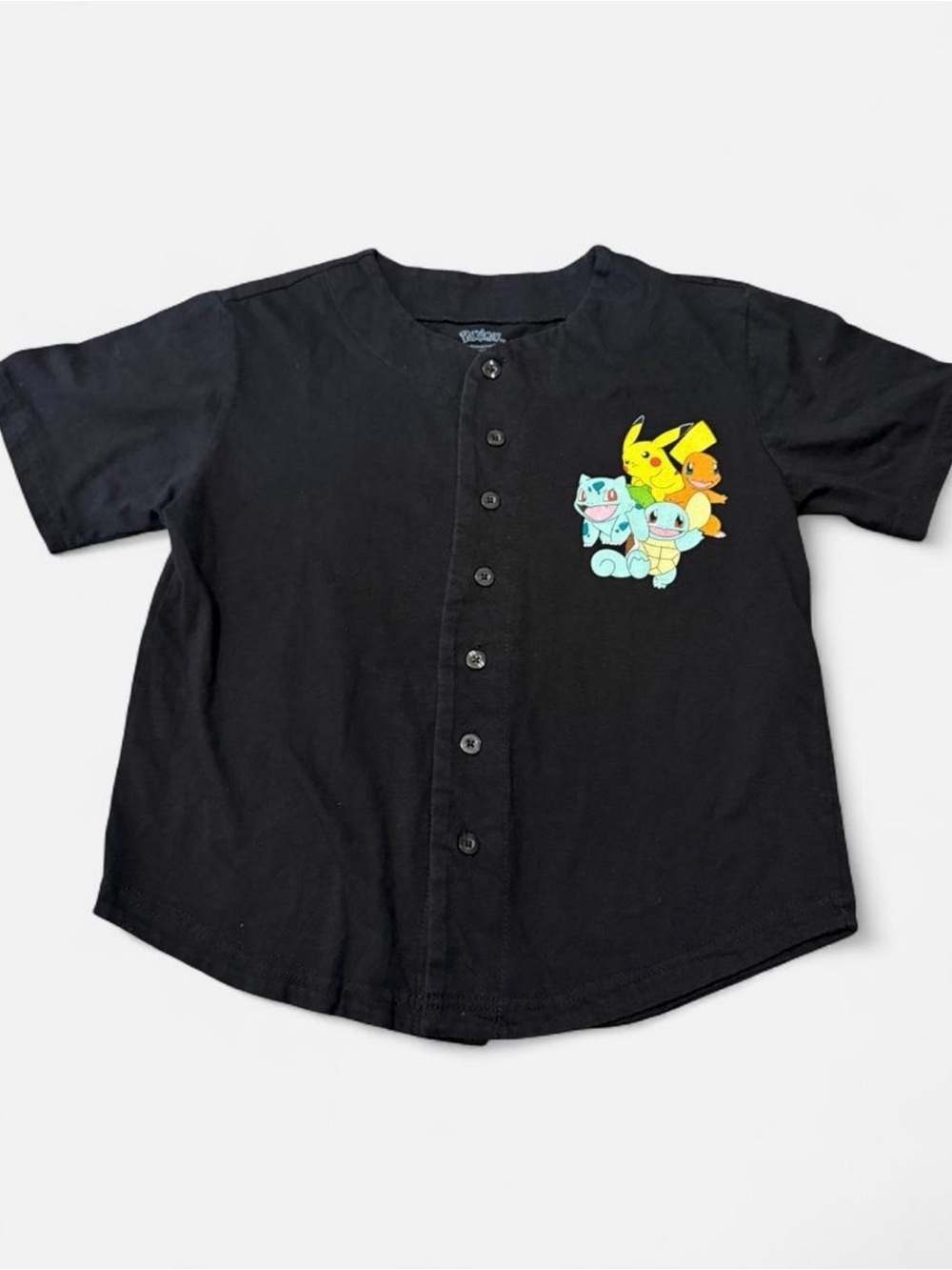 Pokemon Womens M Baseball Shirt Anime Pikachu Charmander Squirtle Short Sleeve
